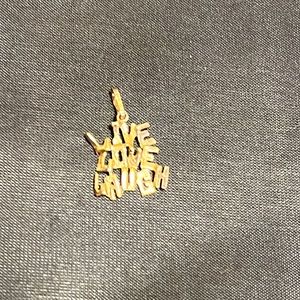 14k yellow 585 gold Live Laugh Love 3D pendant